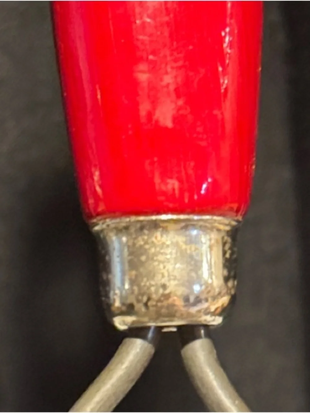 Vintage Round Strainer with Red Wooden Handle